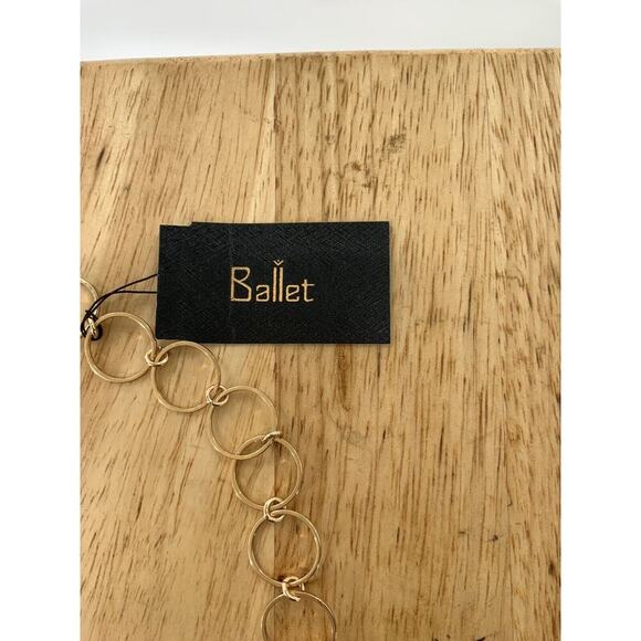 Ballet Gold Tone Hammered Metal Long Chain Link Necklace Fashion Jewelry NEW - Picture 8 of 12